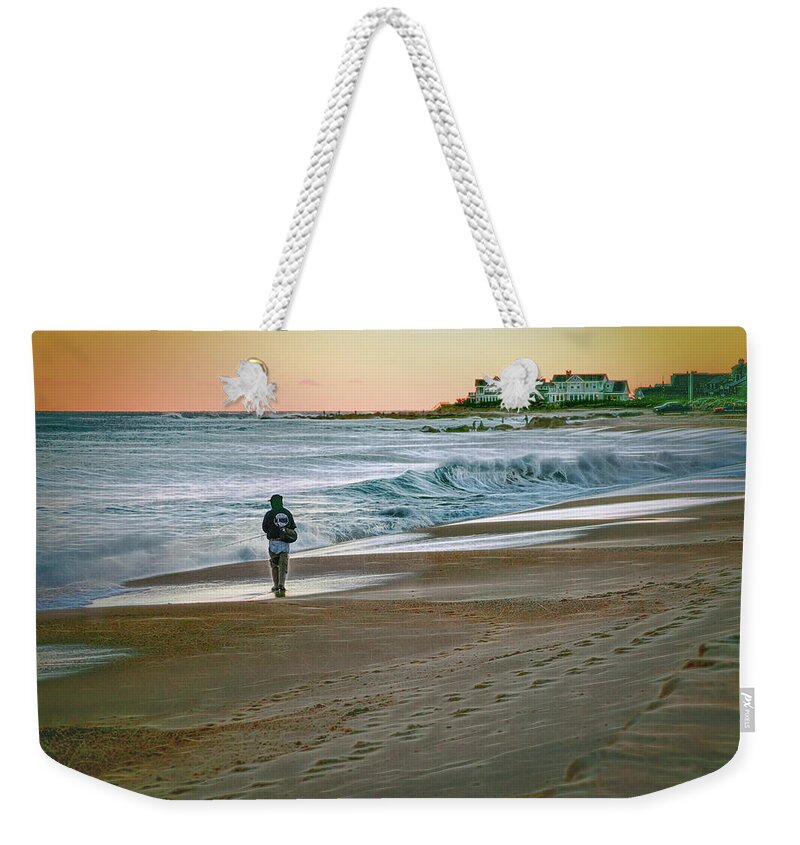 Fisherman Weekender Tote Bag featuring the photograph Fisherman at East Beach by Cordia Murphy