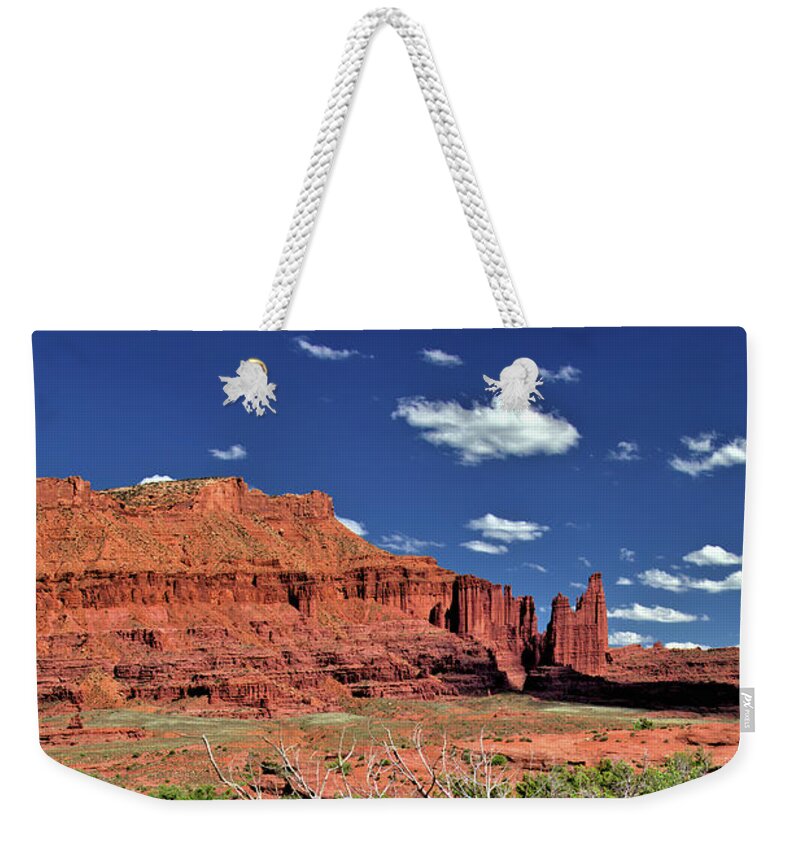 Utah Weekender Tote Bag featuring the photograph Fishers Towers by Bob Falcone