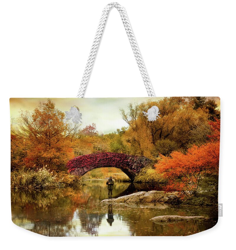 Bridge Weekender Tote Bag featuring the photograph Fishing at Gapstow by Jessica Jenney