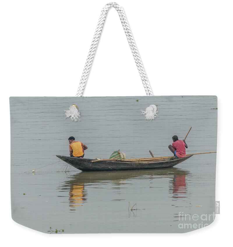 People Weekender Tote Bag featuring the photograph Fishing on the Hoogly 05 by Werner Padarin