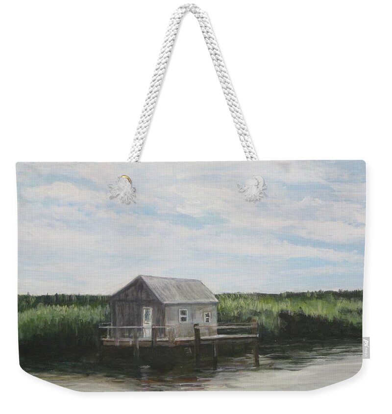 Painting Weekender Tote Bag featuring the painting Fishing Shack by Paula Pagliughi