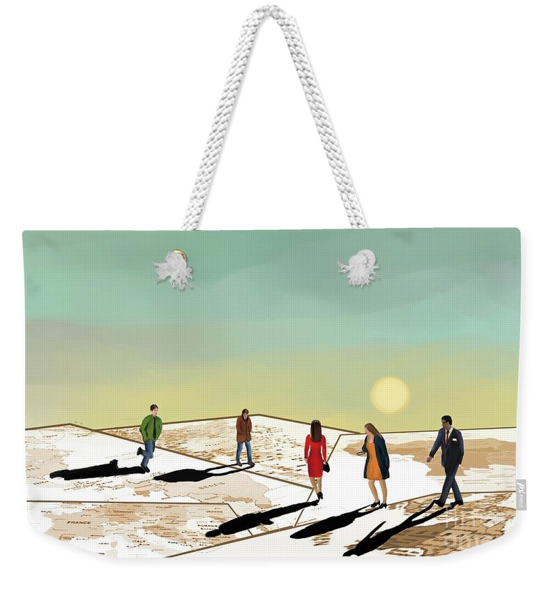 Figurative Weekender Tote Bag featuring the painting Five Dimensions by Ana Borras