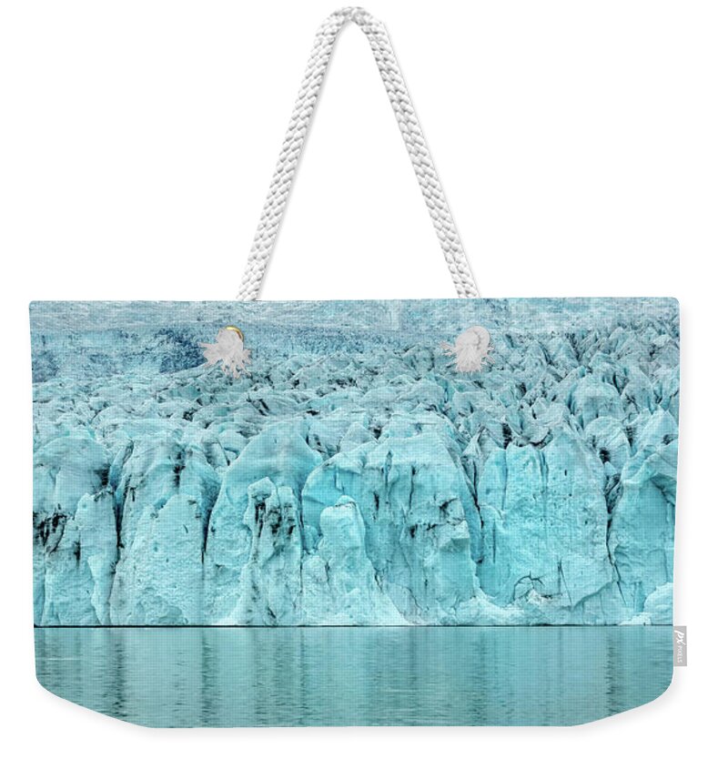 Iceland Weekender Tote Bag featuring the photograph Fjallsarlon glacier lagoon, Iceland by Delphimages Photo Creations