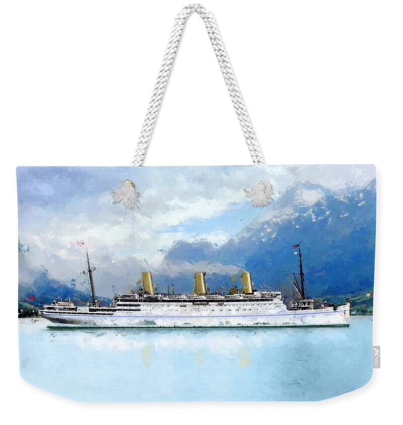 Steamer Weekender Tote Bag featuring the digital art Fjord cruise by Geir Rosset