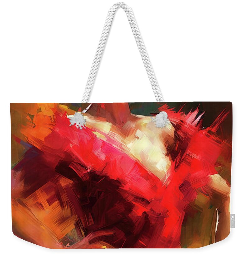 Flamenco Weekender Tote Bag featuring the painting Flamenco Dancer, 17 by AM FineArtPrints