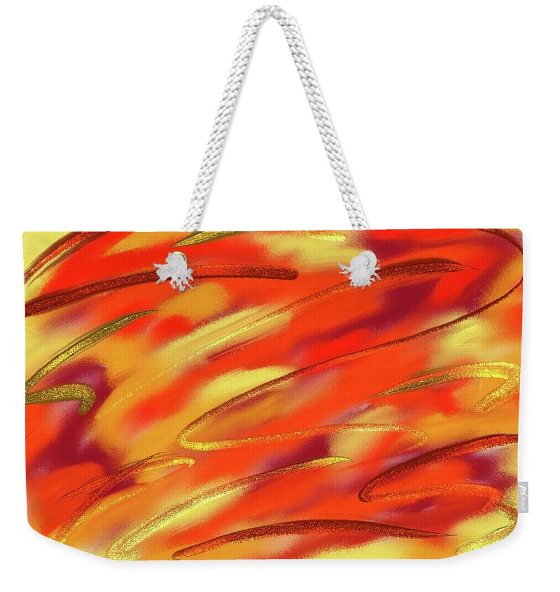 Vibrant Weekender Tote Bag featuring the digital art Flames by Lisa White