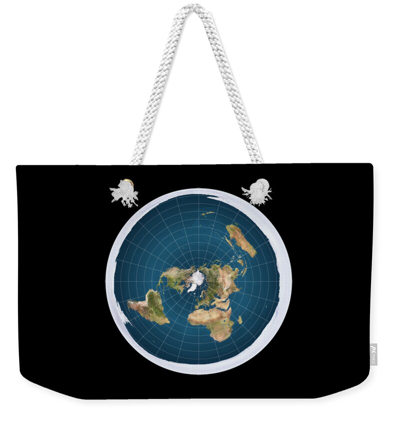 Funny Weekender Tote Bag featuring the digital art Flat Earth by Flippin Sweet Gear