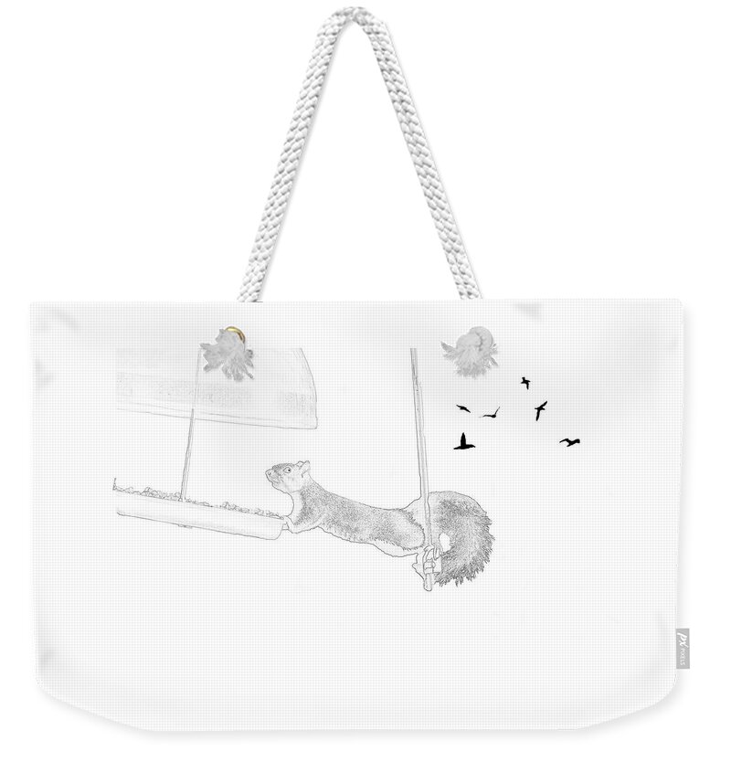 Squirrel Weekender Tote Bag featuring the mixed media Fleeting Victory by Moira Law