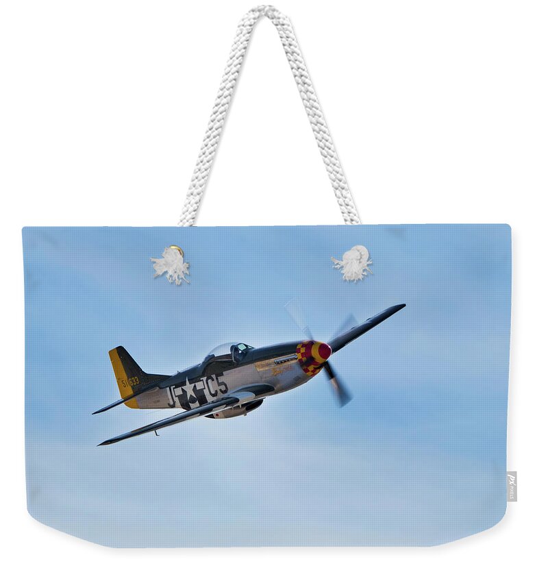 P-51 Weekender Tote Bag featuring the photograph Flight of the P51 by American Landscapes