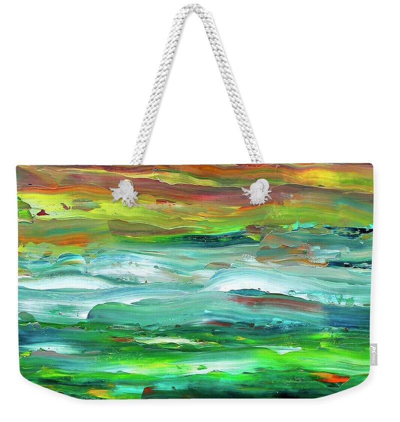 Landscape Weekender Tote Bag featuring the painting Flint Hills Sunset by Teresa Moerer