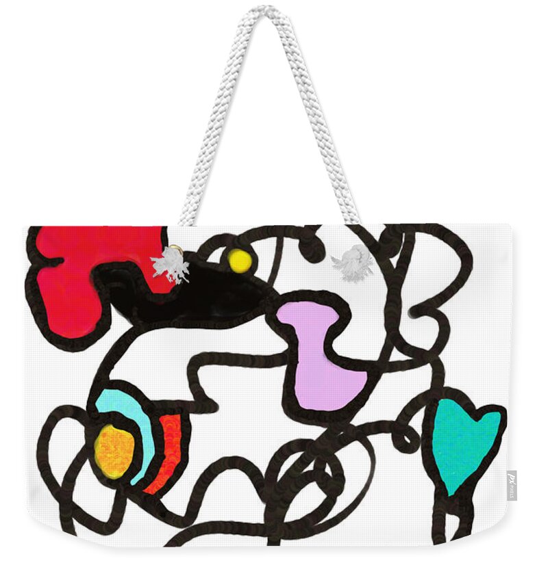 Abstract Expressionism Weekender Tote Bag featuring the digital art Floating Around Us in the Air by Zotshee Zotshee