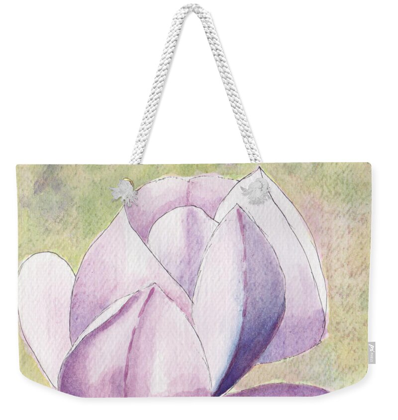 Trees In Spring Weekender Tote Bag featuring the painting Floating Magnolia by Anne Katzeff
