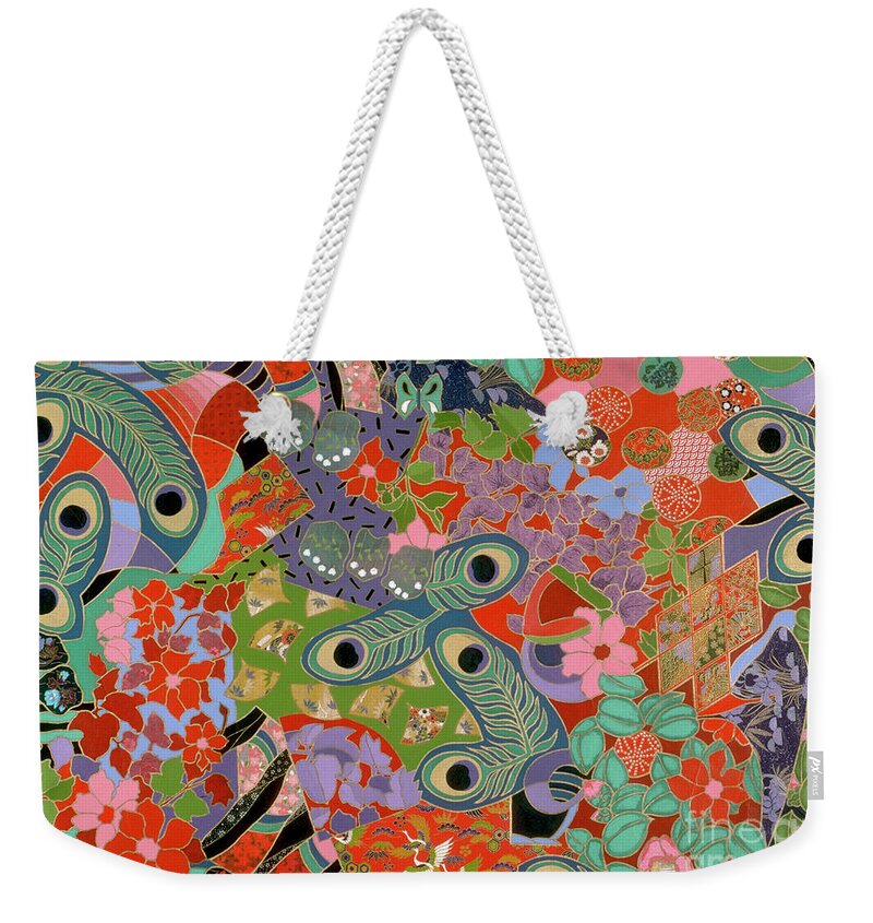 Floral Weekender Tote Bag featuring the painting floral art - Earthly Delights by Sharon Hudson