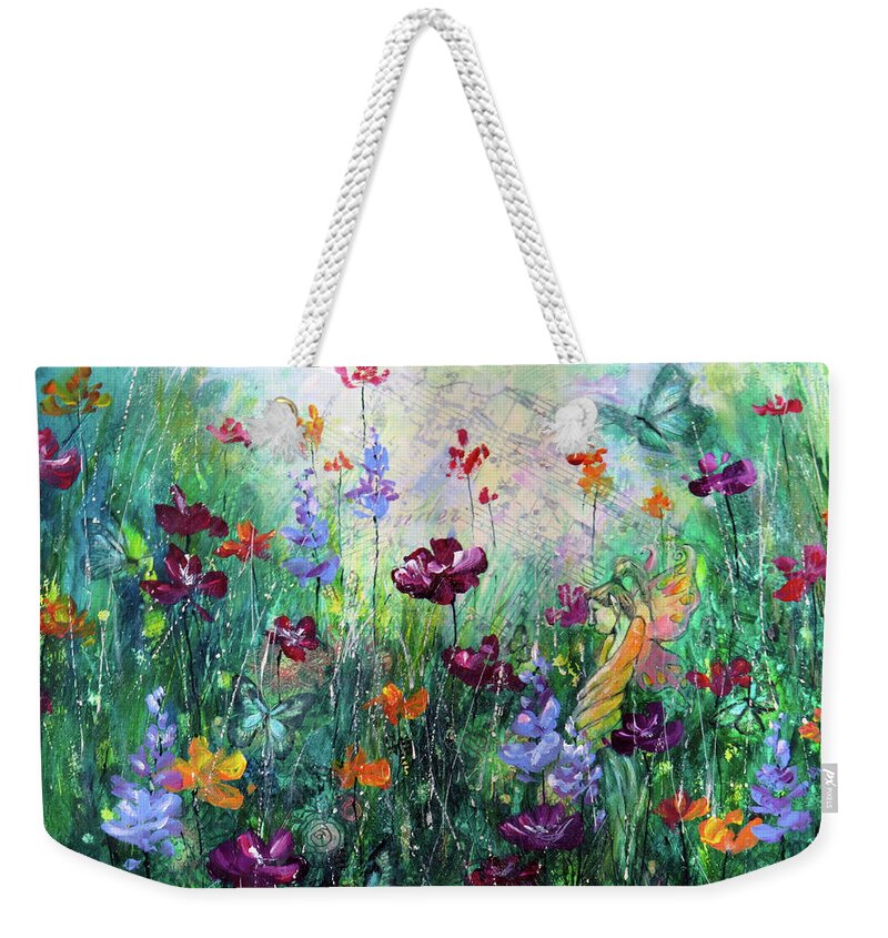 Fairy Weekender Tote Bag featuring the mixed media Floral Fantasy by Zan Savage