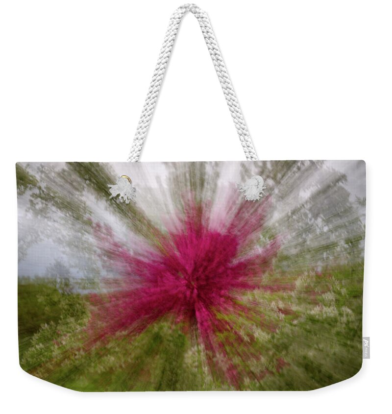 Icm Weekender Tote Bag featuring the photograph Floral Fireworks - abstract zooming motion of flowering trees by Peter Herman