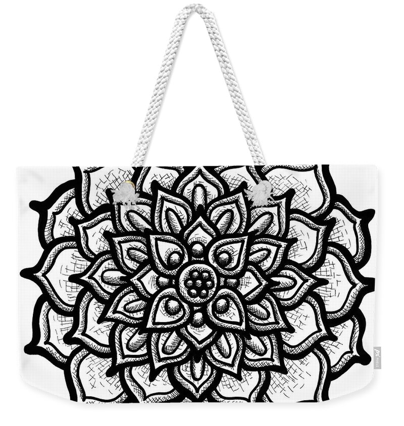 Flower Weekender Tote Bag featuring the drawing Floral Icon 82 by Amy E Fraser