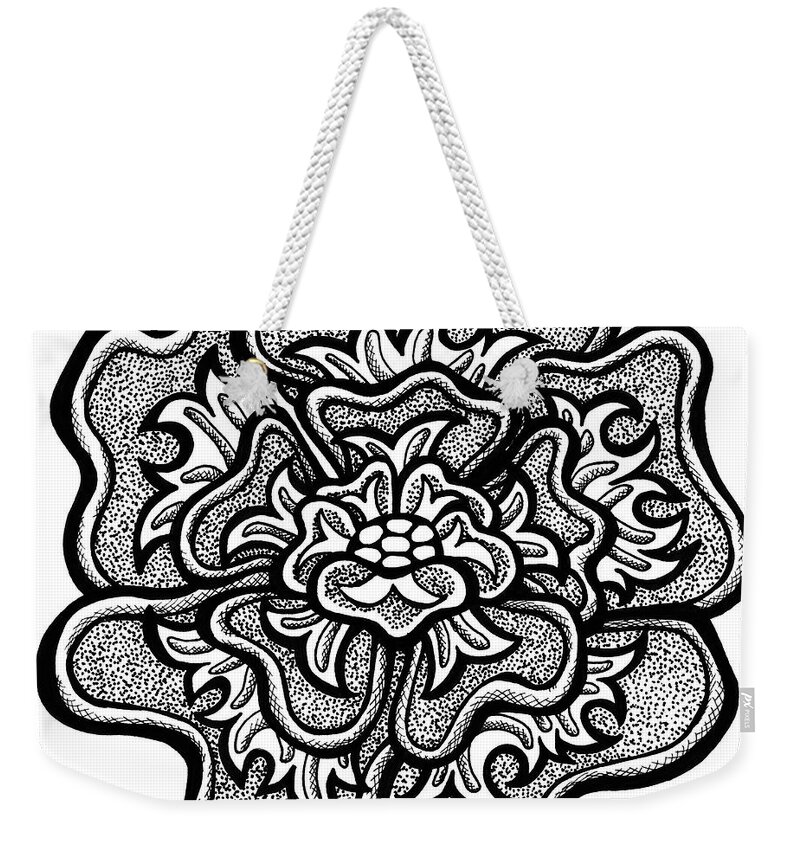 Flower Weekender Tote Bag featuring the drawing Floral Icon 87 by Amy E Fraser