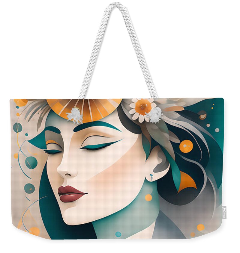 Abstract Weekender Tote Bag featuring the digital art Floral Portrait - 3SD by Philip Preston