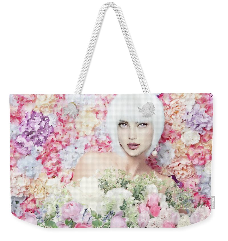 Painting Weekender Tote Bag featuring the mixed media Floralia by Jacky Gerritsen