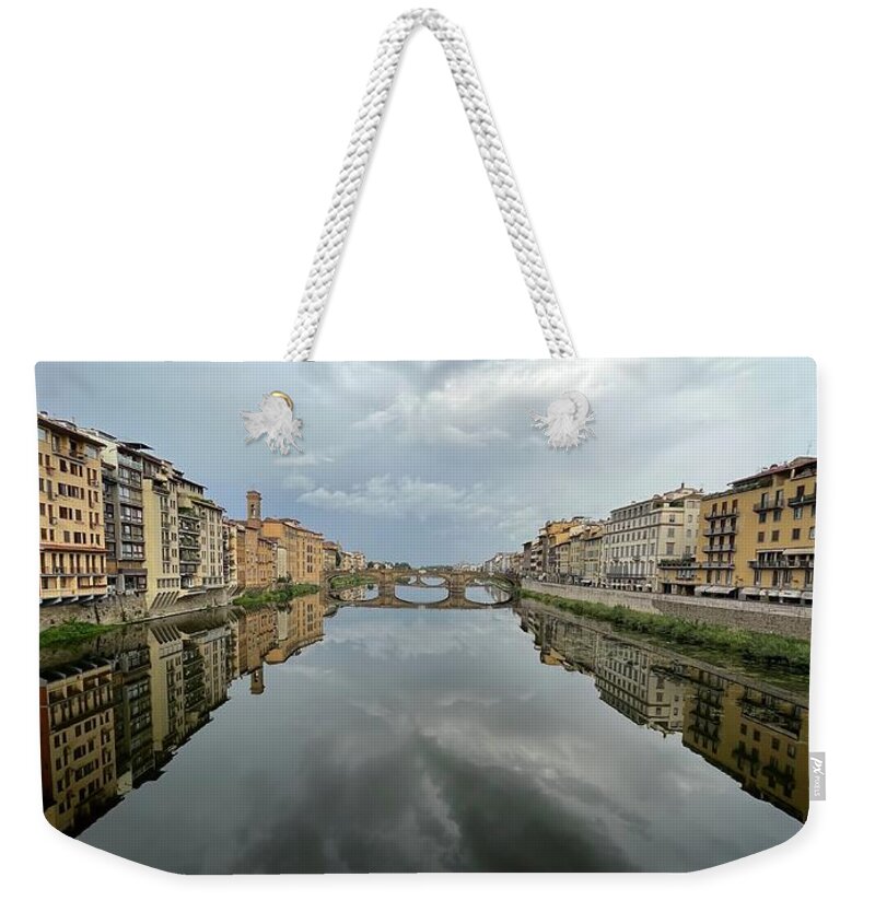 Florence Weekender Tote Bag featuring the photograph Ponte Santo Spirito After Storm by Judy Frisk