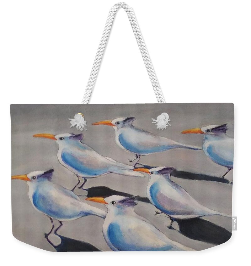  Seagulls Weekender Tote Bag featuring the painting Florida Six Pack by Jean Cormier
