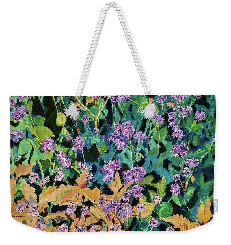 Floss Flowers Weekender Tote Bag featuring the painting Flossy by Catherine Gruetzke-Blais