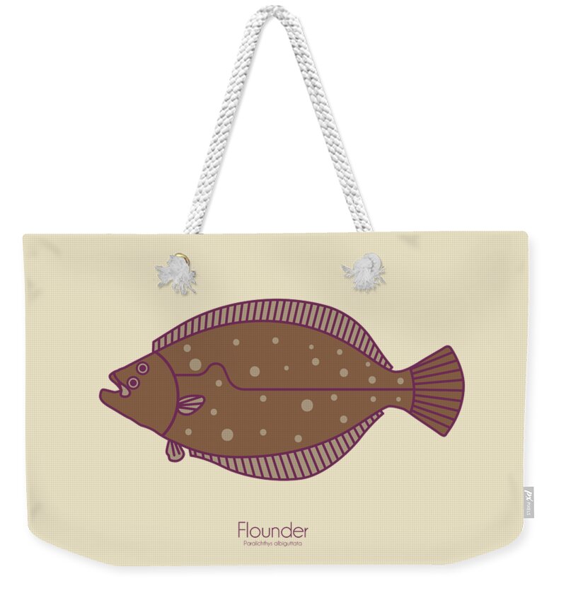 Flounder Weekender Tote Bag featuring the digital art Flounder by Kevin Putman