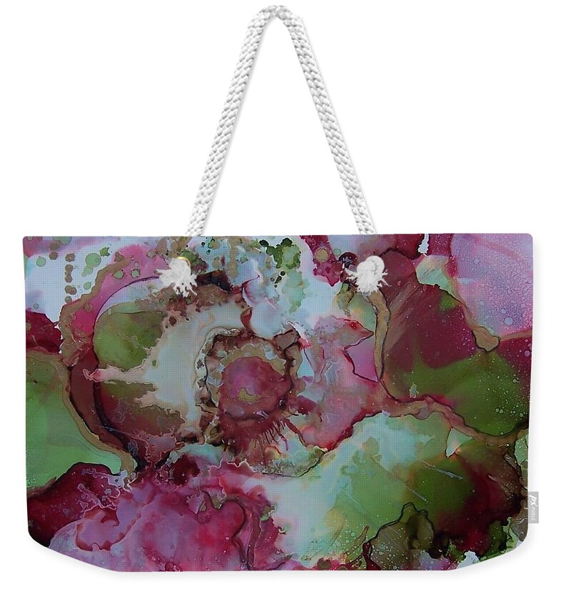 Mixed Media Weekender Tote Bag featuring the painting Flow #1 by Karren Case