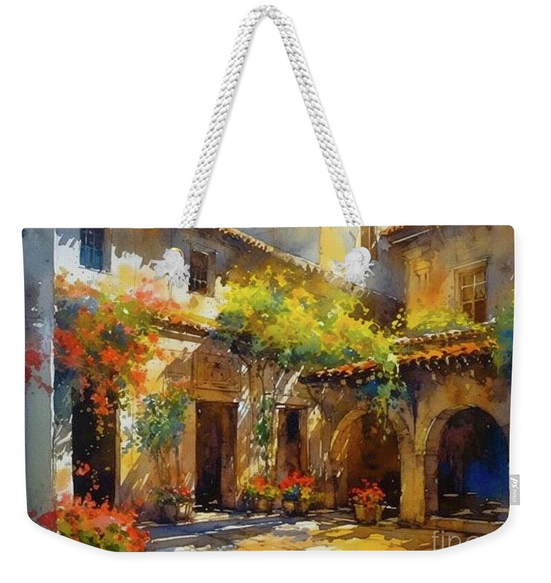 Court Weekender Tote Bag featuring the painting Flower-filled Oasis by Glenn Robins
