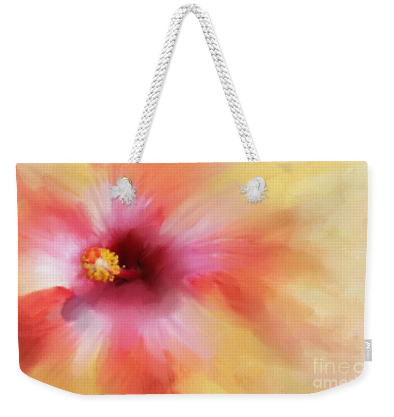Hibiscus Weekender Tote Bag featuring the mixed media Flower by Kathy Strauss
