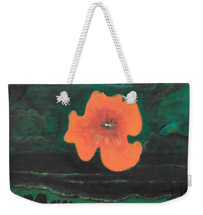 Supermoon Weekender Tote Bag featuring the painting Flower Moon by Esoteric Gardens KN