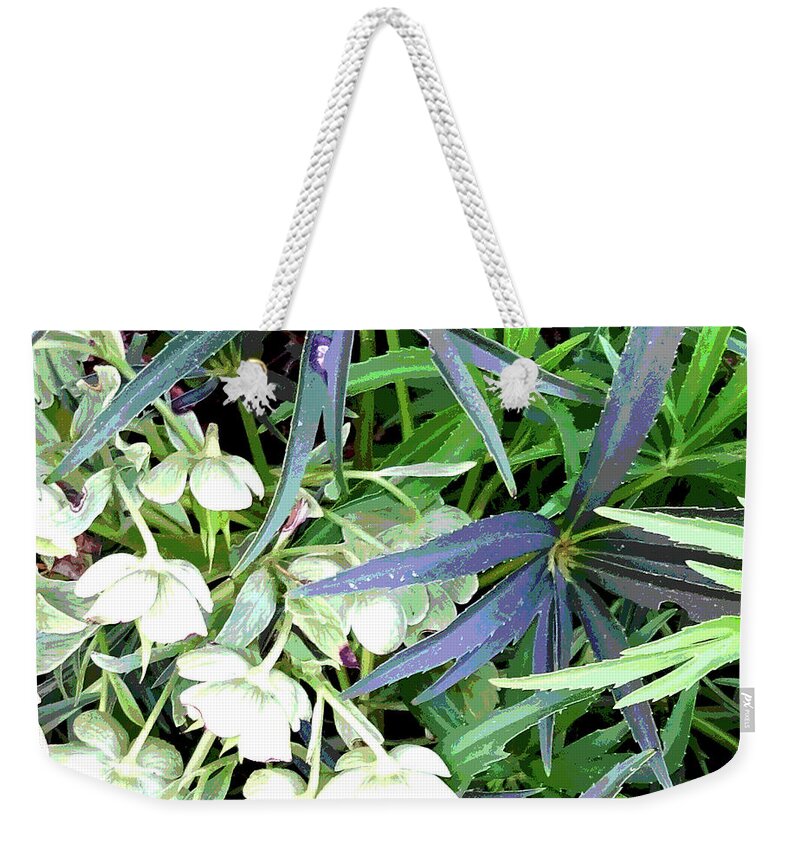 Flowers Weekender Tote Bag featuring the digital art Flowers and Foliage by Nancy Olivia Hoffmann