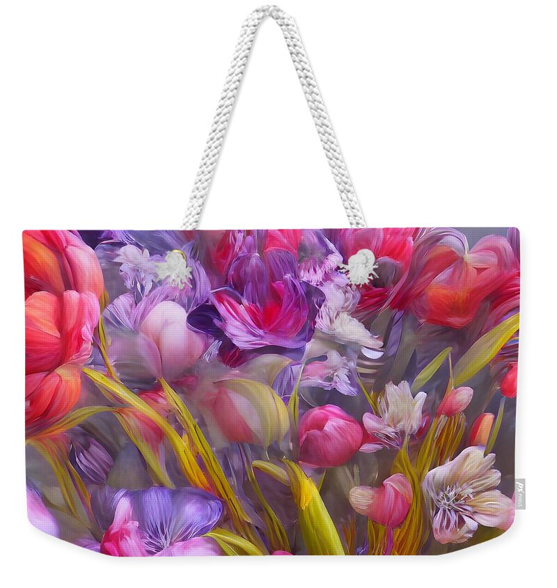 Digital Weekender Tote Bag featuring the digital art Flowers by Beverly Read