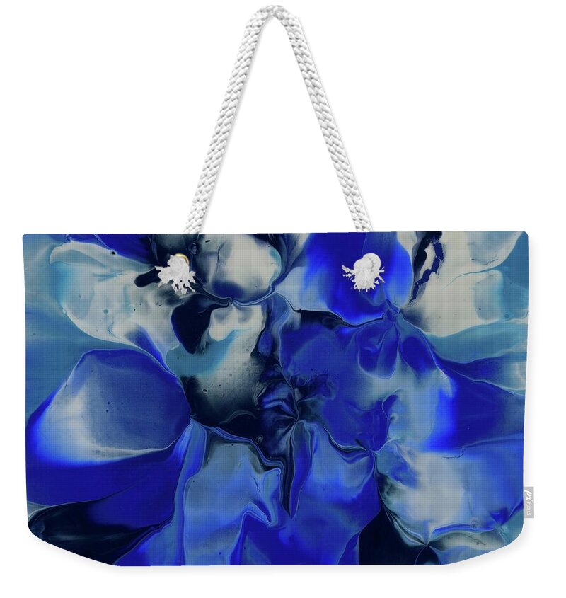 Acrylic Dip Weekender Tote Bag featuring the painting Flowers of Blue by Valerie Valentine