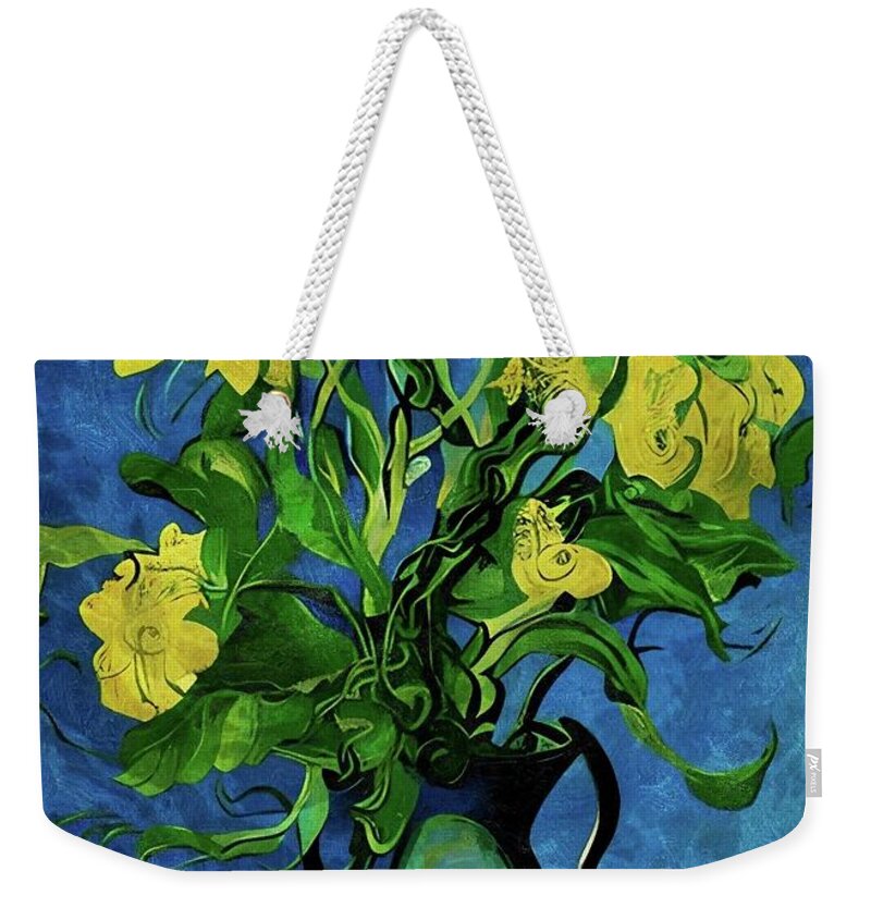 Flowers Weekender Tote Bag featuring the digital art Flowing Flowers by Ally White