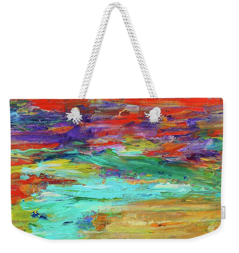 Mountain Stream Weekender Tote Bag featuring the painting Flowing Stream by Teresa Moerer