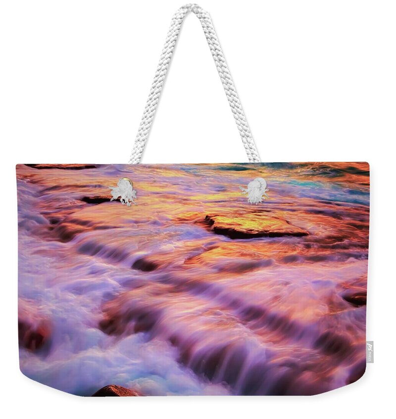 Silky Water Weekender Tote Bag featuring the photograph Flowing tide by Giovanni Allievi