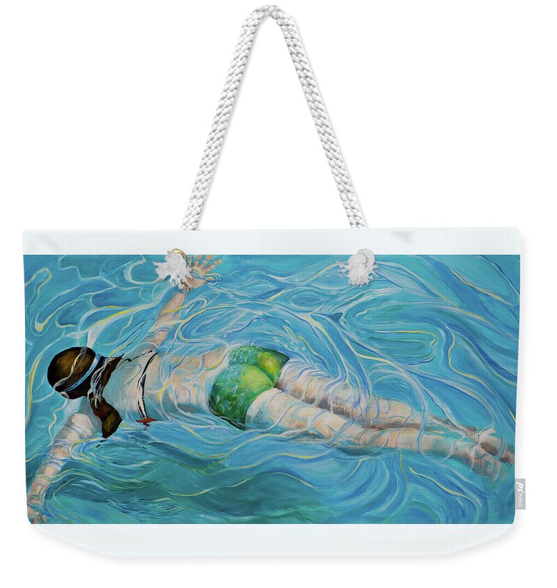 Swimming Pool Weekender Tote Bag featuring the painting Fluid Movement by Linda Queally
