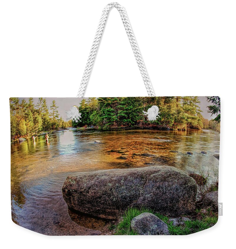Fly Fishing Weekender Tote Bag featuring the photograph Fly Fishing in Northern Maine by Cordia Murphy