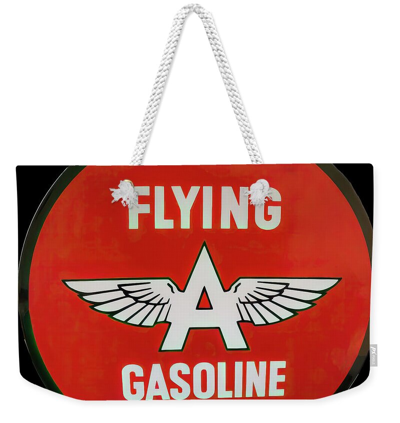 Flying A Weekender Tote Bag featuring the photograph Flying A Gas vintage sign 2 by Flees Photos