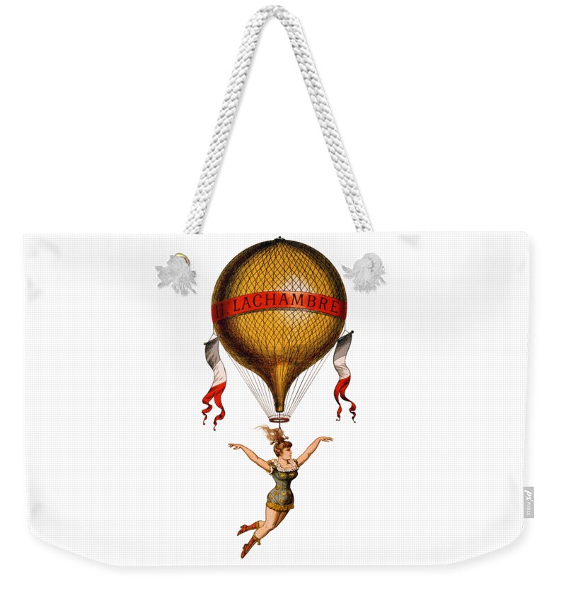Circus Weekender Tote Bag featuring the digital art Flying Circus Act by Madame Memento