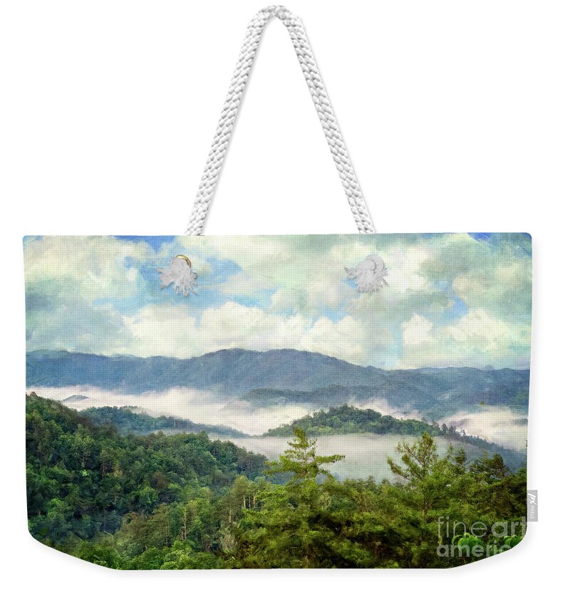 Fog Weekender Tote Bag featuring the photograph Fog in the Valley 3 by Phil Perkins