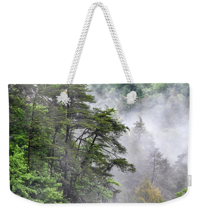 Fall Creek Falls Weekender Tote Bag featuring the photograph Fog In Valley 2 by Phil Perkins
