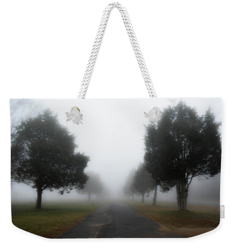 Cedars Weekender Tote Bag featuring the photograph Foggy Morning by Addison Likins