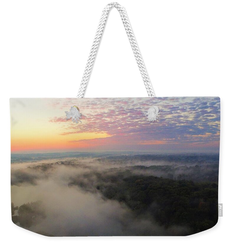  Weekender Tote Bag featuring the photograph Foggy Sunrise by Brad Nellis
