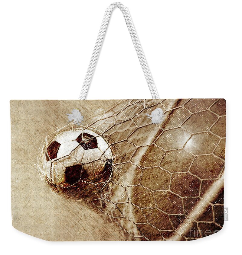 Football Weekender Tote Bag featuring the digital art Football player sport art #football #soccer by Justyna Jaszke JBJart