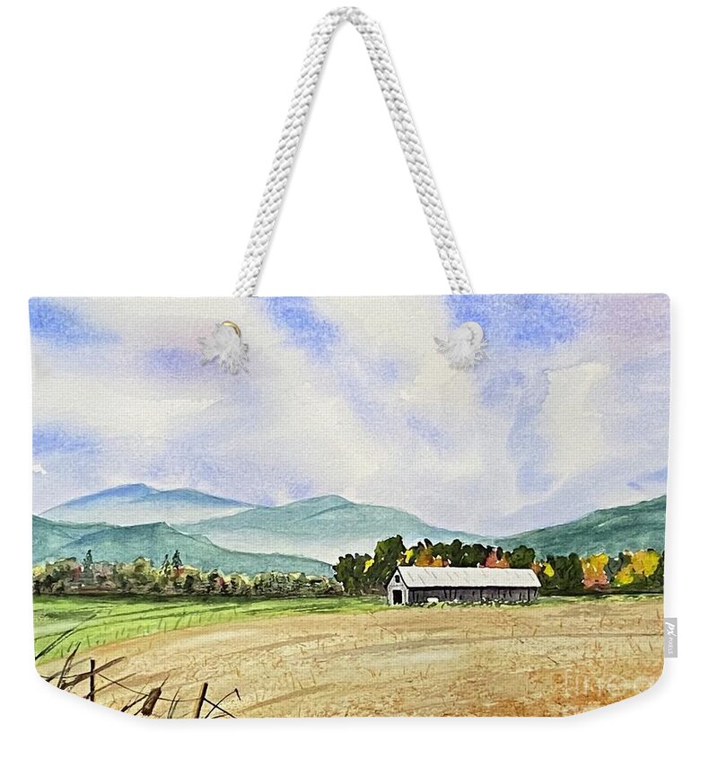 Barn Weekender Tote Bag featuring the painting Foothills Barn by Joseph Burger