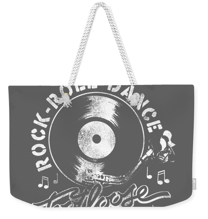 Footloose Weekender Tote Bag featuring the digital art Footloose Rock Roll Dance Record by Dannij Eponi