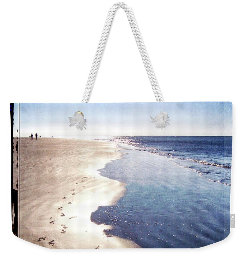 Hilton Head Island Weekender Tote Bag featuring the digital art Footprints In The Sand by Phil Perkins