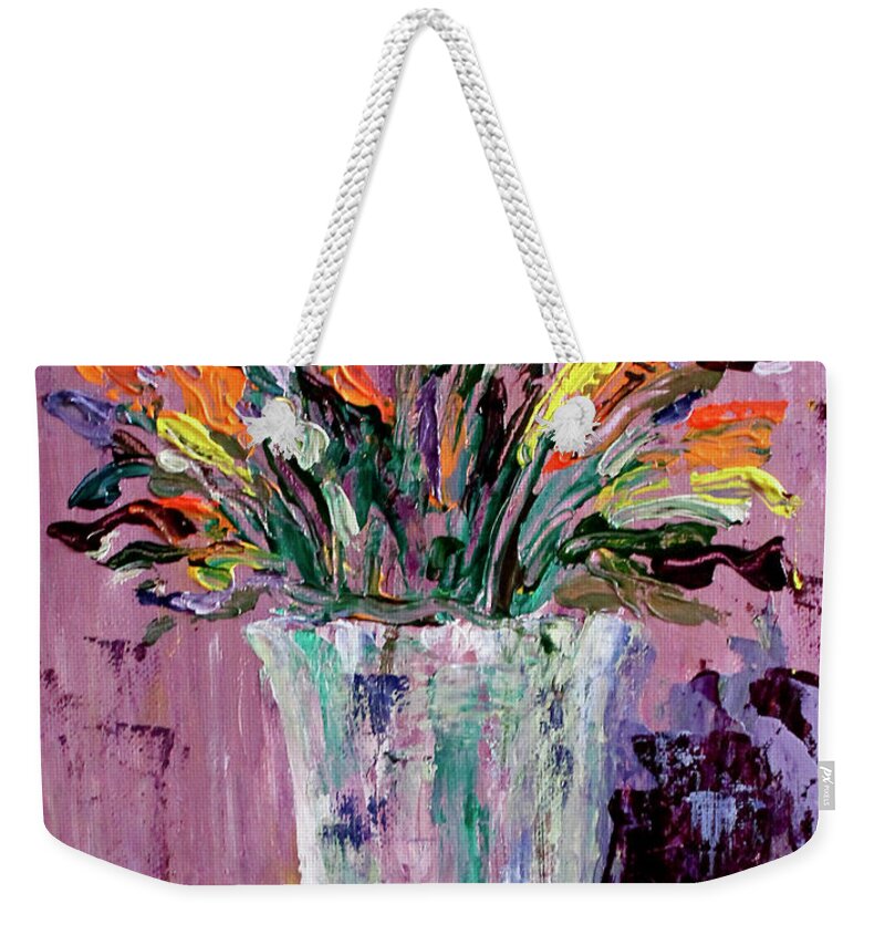Flowers Weekender Tote Bag featuring the painting Flowers For Amy by Teresa Moerer